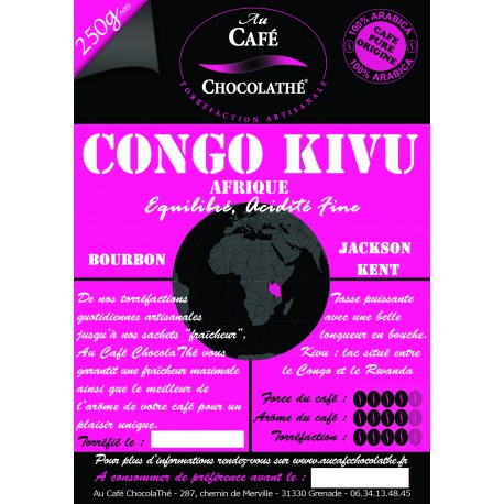Café moulu Congo Kivu pur arabica